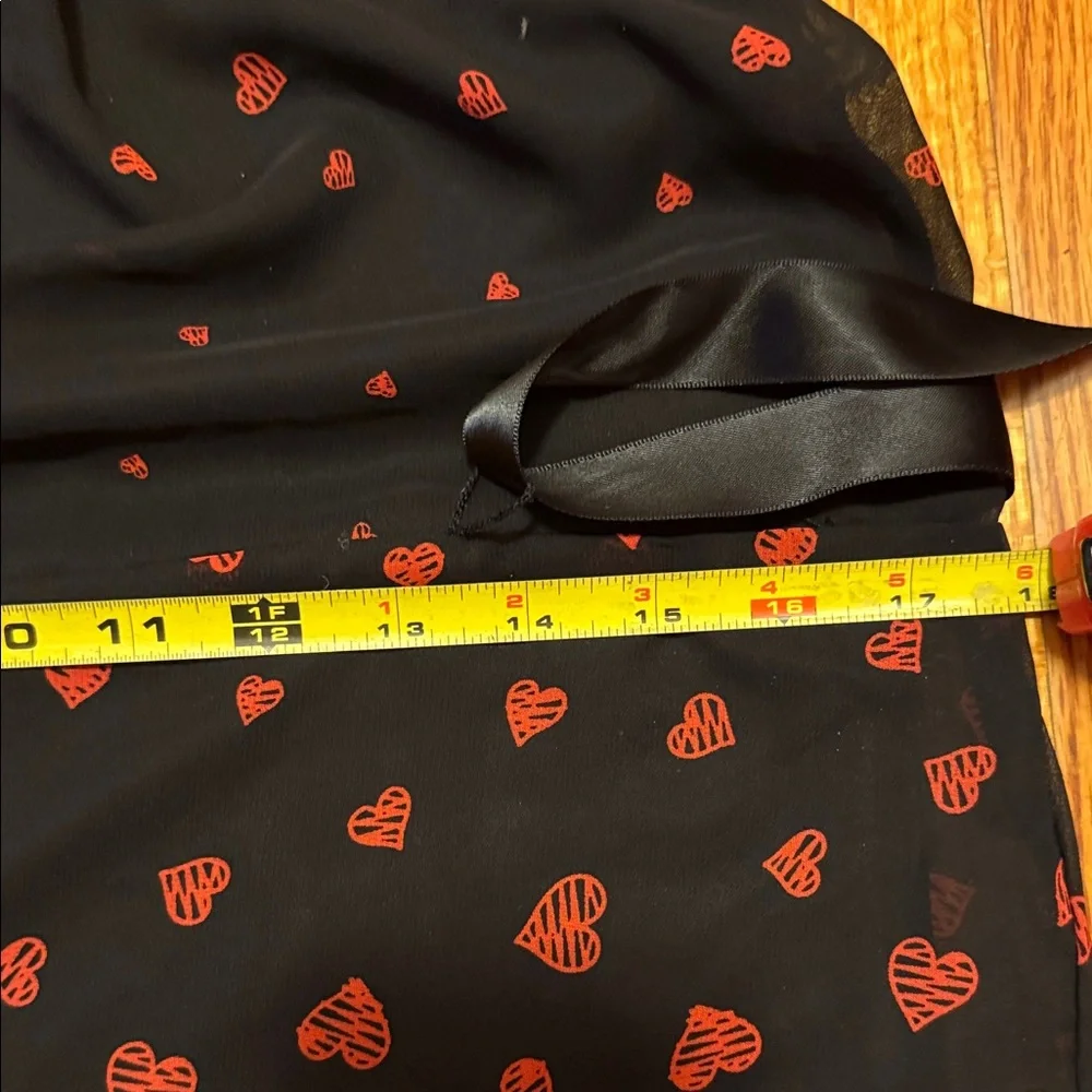 Chic Black Dress with Red Heart Pattern‎ Perfect for Valentines Day 💕